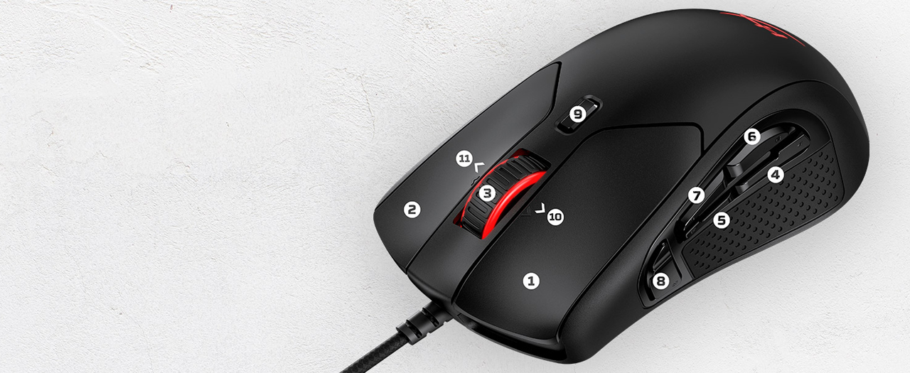 HyperX Pulsefire Raid Gaming Mouse, 11 Programmable Buttons, RGB